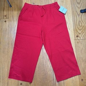 Breckenridge NWT Womens Medium Red Knit Seersucker Pants Elastic Waist